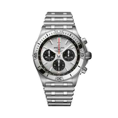 Breitling Chronomat B01 42mm Silver Dial Bullet Bracelet Watch AB0134101G1A1