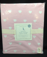 Pottery Barn Kids Organic Heart Toddler Reversible Duvet bed Cover Pink 36x50