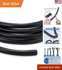 Compact 10ft Black Wire Conduit - Split Design for Easy Cable Management