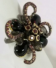 Excellent Natural Black Opal 925 Sterling Silver Ring Size