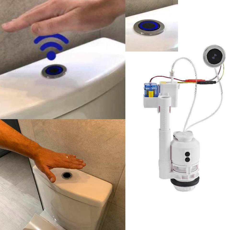 PLUMBWORKZ Touchfree Infrared Automatic WC Cistern Toilet Flush Valve Button Sensor