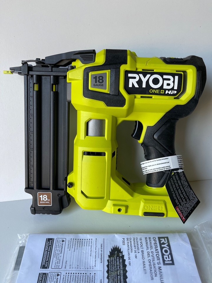 RYOBI 18V ONE+ HP Brushless 18Gauge AirStrike Brad Nailer p322 18V eBay
