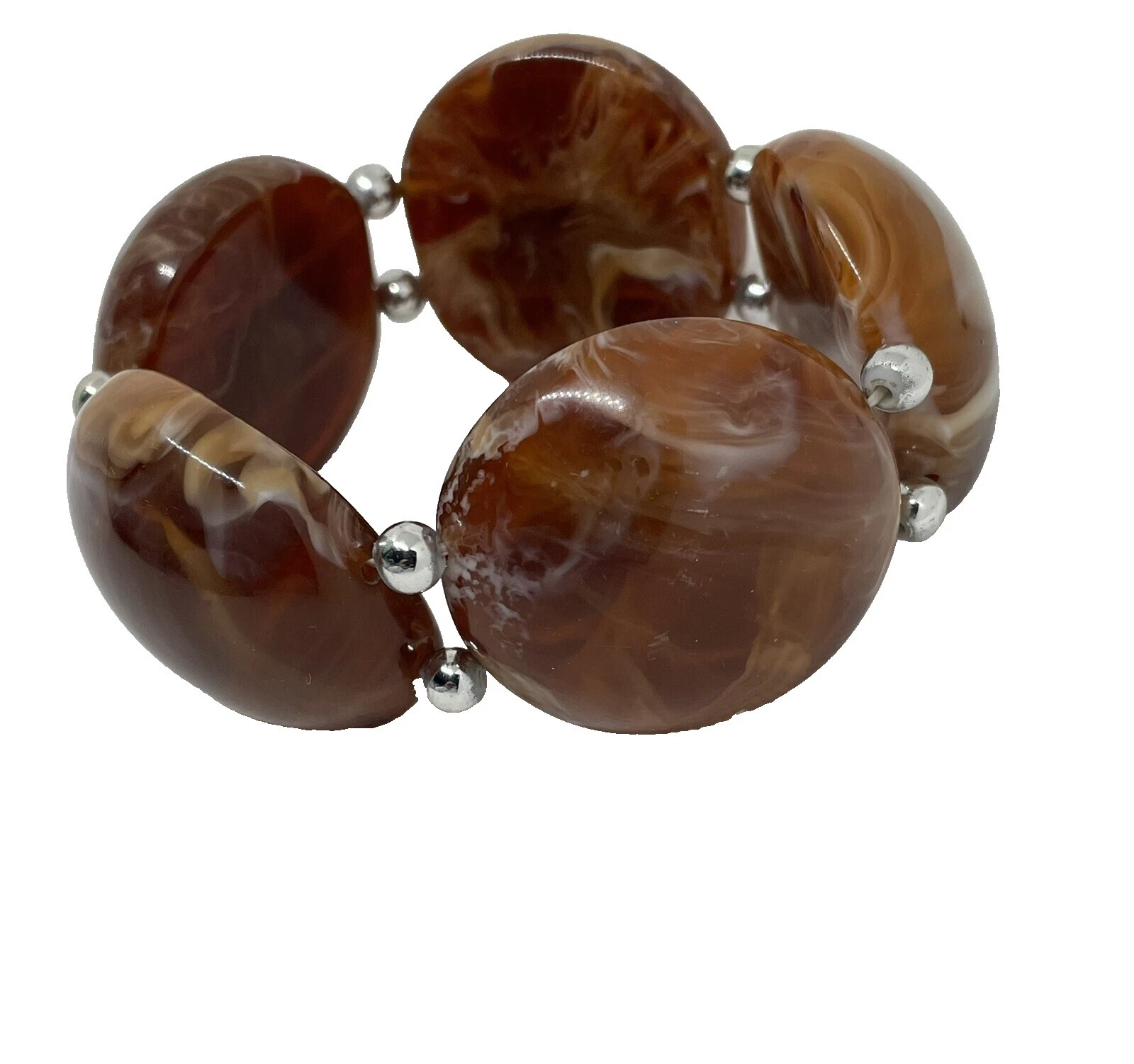 Lucite Silver Plated Brown Fashion Jewelry