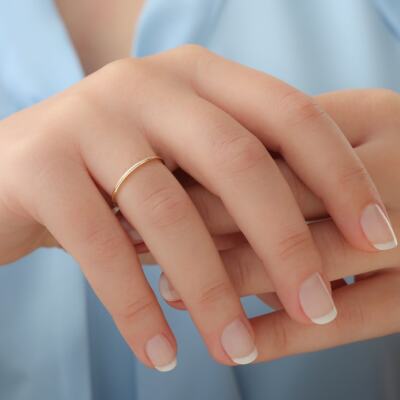 Ultra Thin Gold Plated Stacking ring Super skinny Threadbar Extra Thin Thinnest