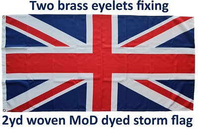 2yd premium Union Jack marine grade MoD woven cotton like UK flag brass eyelets