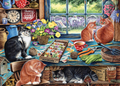 Cobble Hill Garden Shed Cats 35 Piece Jigsaw Puzzle