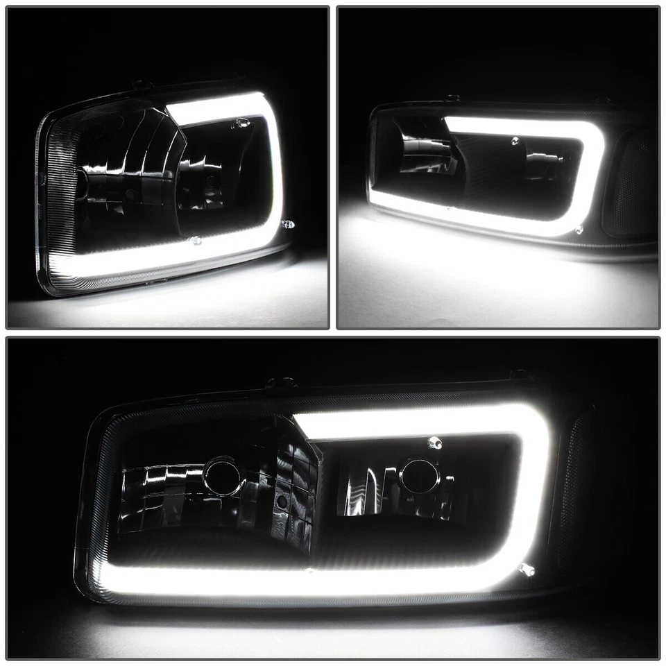 PARA 1999-2007 GMC SIERRA/YUKON PAR FAROS LED DRL + LÁMPARAS PARACHOQUES NEGRO/CLARO Foto 3 de 4
