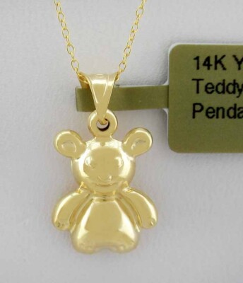 MASSIV 3D TEDDYBÄR ANHÄNGER 14K GELBGOLD - Neu mit Etikett