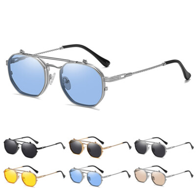Retro Sunglasses Steampunk Flip Up Glasses for Men Women Vintage Style  Shades
