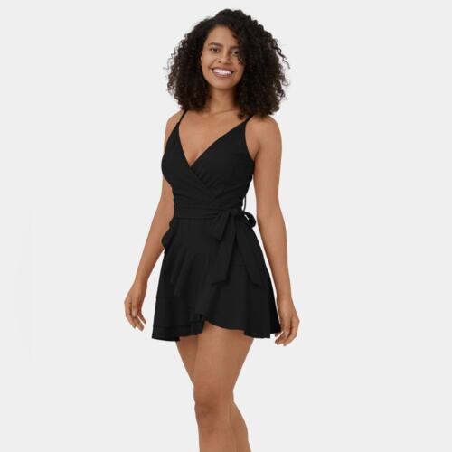Halara V Neck Adjustable Strap Ruffle 2-Piece Flowy Mini Casual Dress small