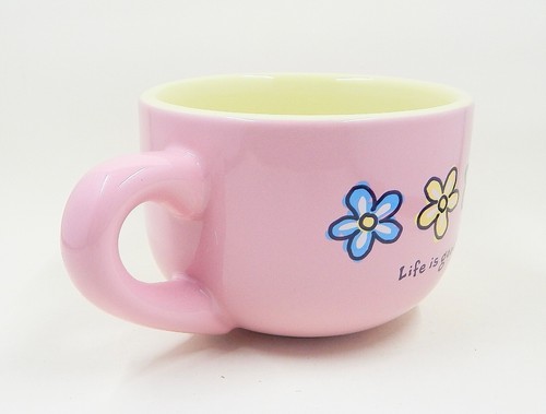Taza de sopa de café capuchino Life is Good Home rosa margarita lima interior - Imagen 6 de 10