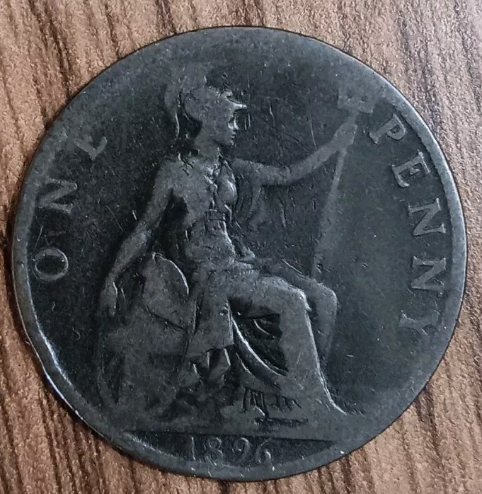 1896 Great Britain One Penny Queen Victoria Coin In Good Condition