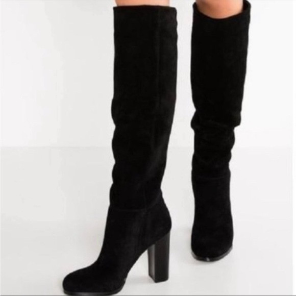 SAM EDELMAN Size 7 Black Suede VICTORIA Knee High Heel Boots Women