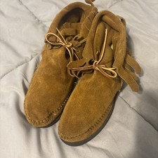 suede fringe moccasin boots Made In The USA Size 7