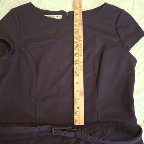 Evan Picone Size 14 Dress Eggplant Purple Cap Sleeve Sheath Stretch Knit - Picture 8 of 13