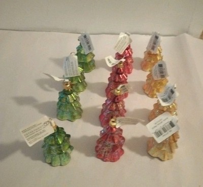Dept 56 Mini Glass Christmas Tree Ornaments  Lot Of 12