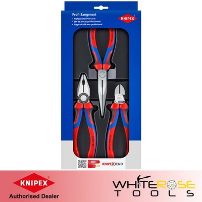 Knipex Montagezangen-Set Werkzeugset 3-tlg Kombination Diagonal Spitzzange