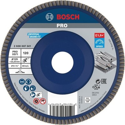 Bosch PRO X571 Fächerschleifscheibe, gerade, 125 mm, K120