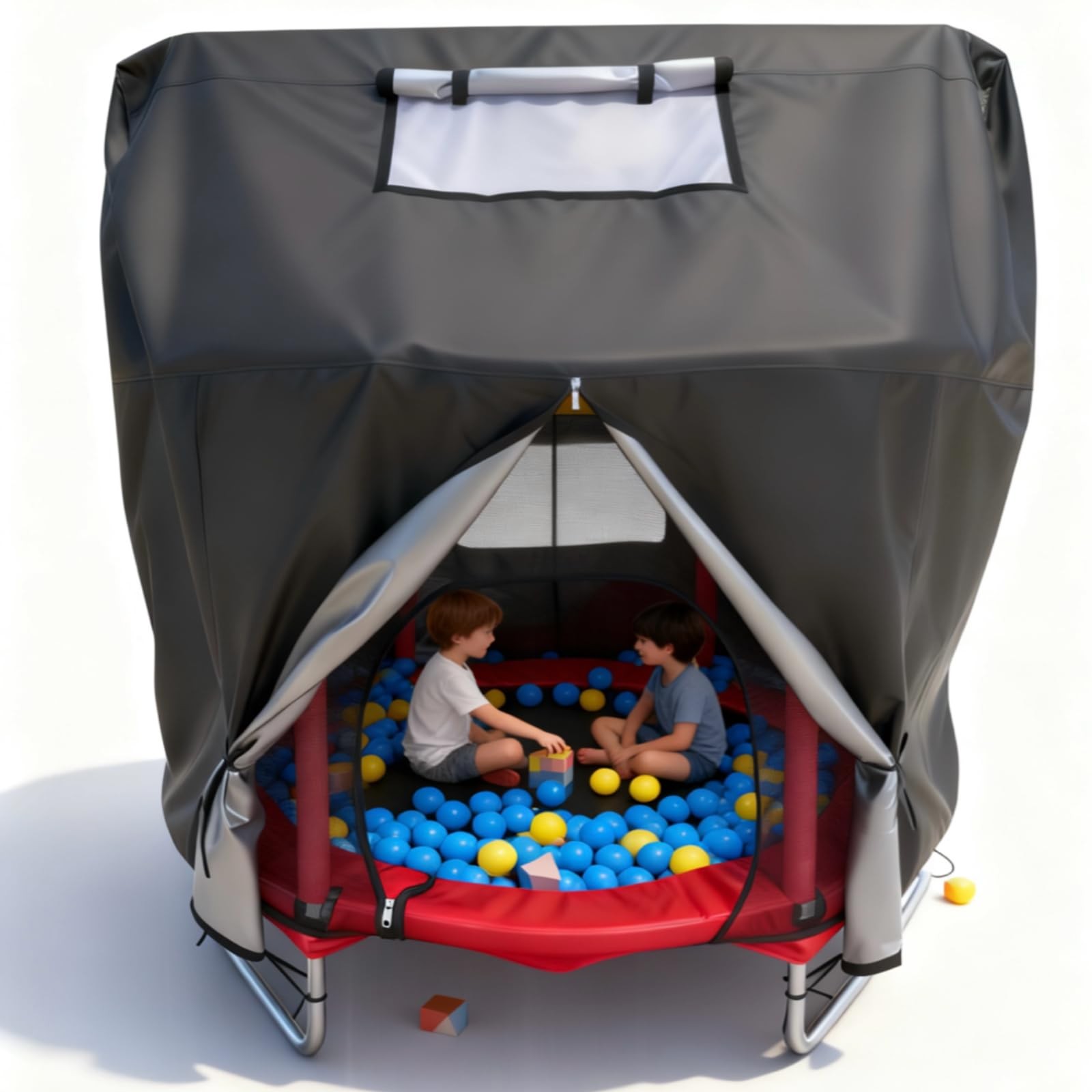 55-inch Round Trampoline Tent Heavy-Duty 600D Outdoor Waterproof, UV-Resistan...