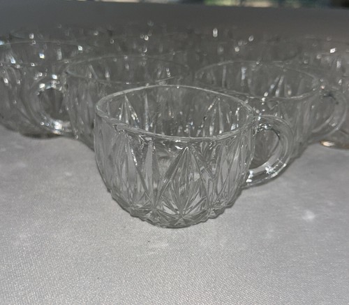 Lote de 11 tazas perforadoras Hazel Atlas cuadradas de vidrio prensado vintage cortado/machiato - Imagen 3 de 8