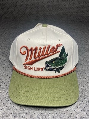 Miller High Life Trout Hat Cream/Green Embr. Logo Snapback Rope Beautiful OS NWT