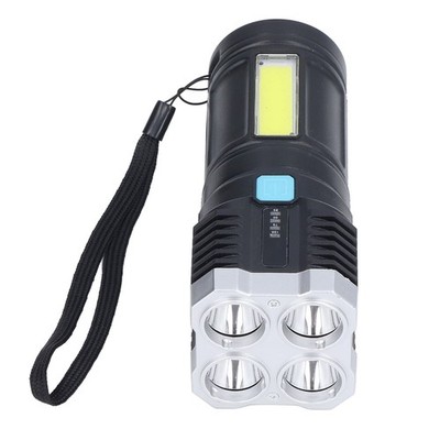 Quad Core Bright LED Flashlight USB Rechargeable Outdoor Multi Functional Sp SET