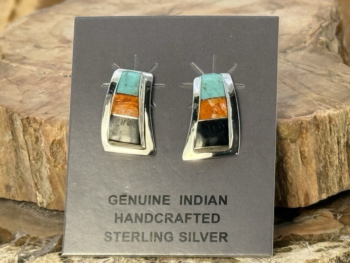 Vintage Norvin Johnson Navajo Sterling Multi Stone Inlay  display picture 1