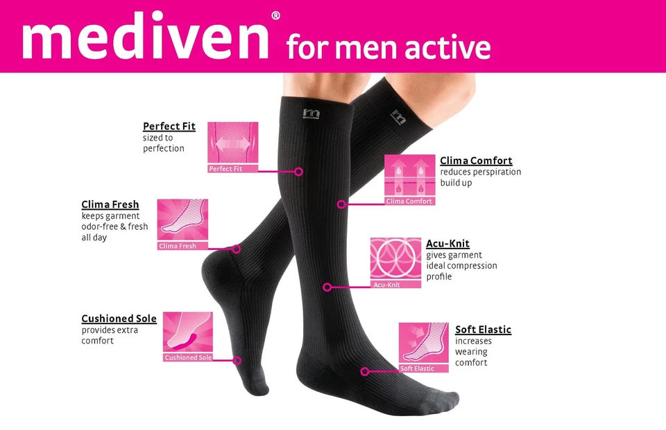 Calcetines de compresión activos hasta la rodilla 20-30 mmHg para hombre y mujer - cómodos... Foto 2 de 3