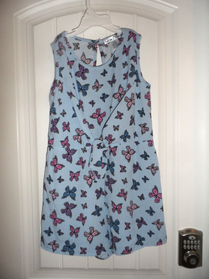 Cute Emma & Elsa girls size 12 blue sleeveless butterfly shorts romper NWOT