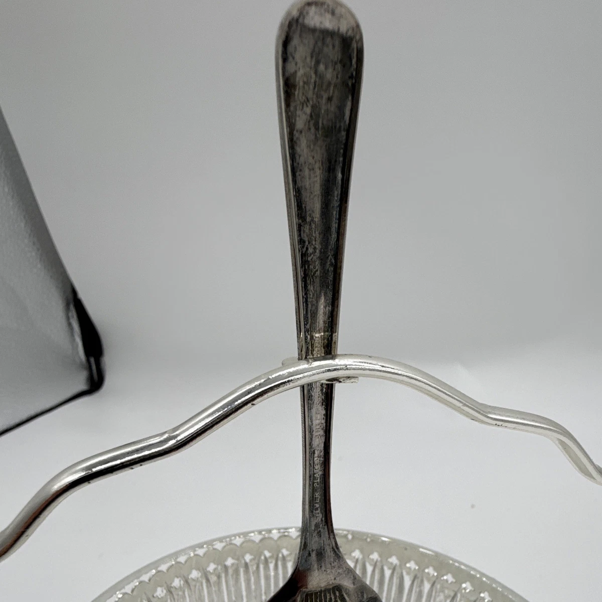 Silverplate Condiment Bowl with Spoon, Original, Made in SHEFFIELD ENGLAND
