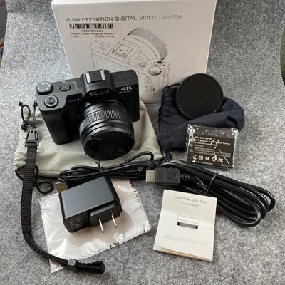 DC201 4K Digital Camera Black Aesthetic Digicam Vlogging Flash Y2K Tested No SD