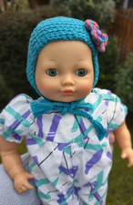 Puppe Babypuppe 36 cm Spielpuppe aus Stoff und Vinyl in blauer Puppenkleidung