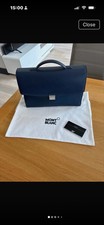 Montblanc Brand New Sartorial Navy Leather Double Gusset Briefcase