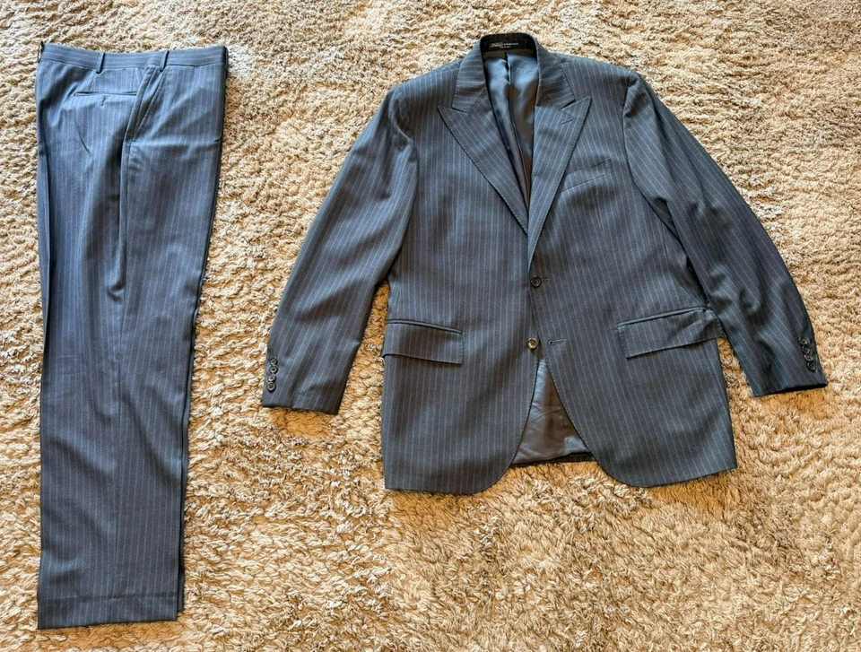 Polo Ralph Lauren Anzug – Grau mit Nadelstreifen – Gr. 52/Kurzgr. 26 - Bild 1 von 4