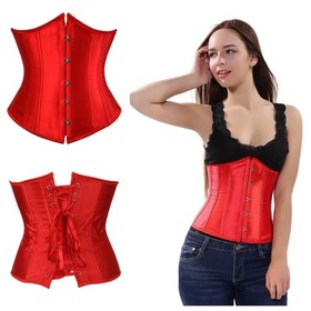 Gothic Underbust Corset Waist Cincher Bustier Top Satin Lace Up Lingerie Plus