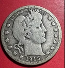 1915D US Barber SILVER Quarter "Denver" Mint! VG! Old US Coin!