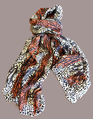 Vera Neuman Rectangular Scarf/Shawl -- Animal Print -- 21x69''