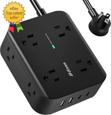 Power Strip Surge Protector -Flat Plug Wall Mount 8 Wide Outlets with 4 USB Port