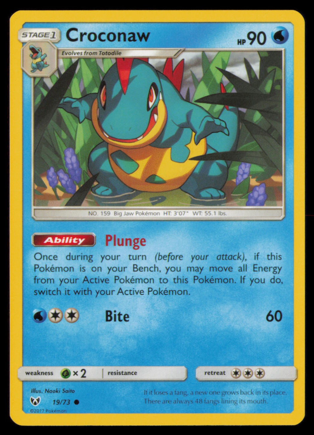 Croconaw 19/73 Common Shining Legends Pokemon Near Mint