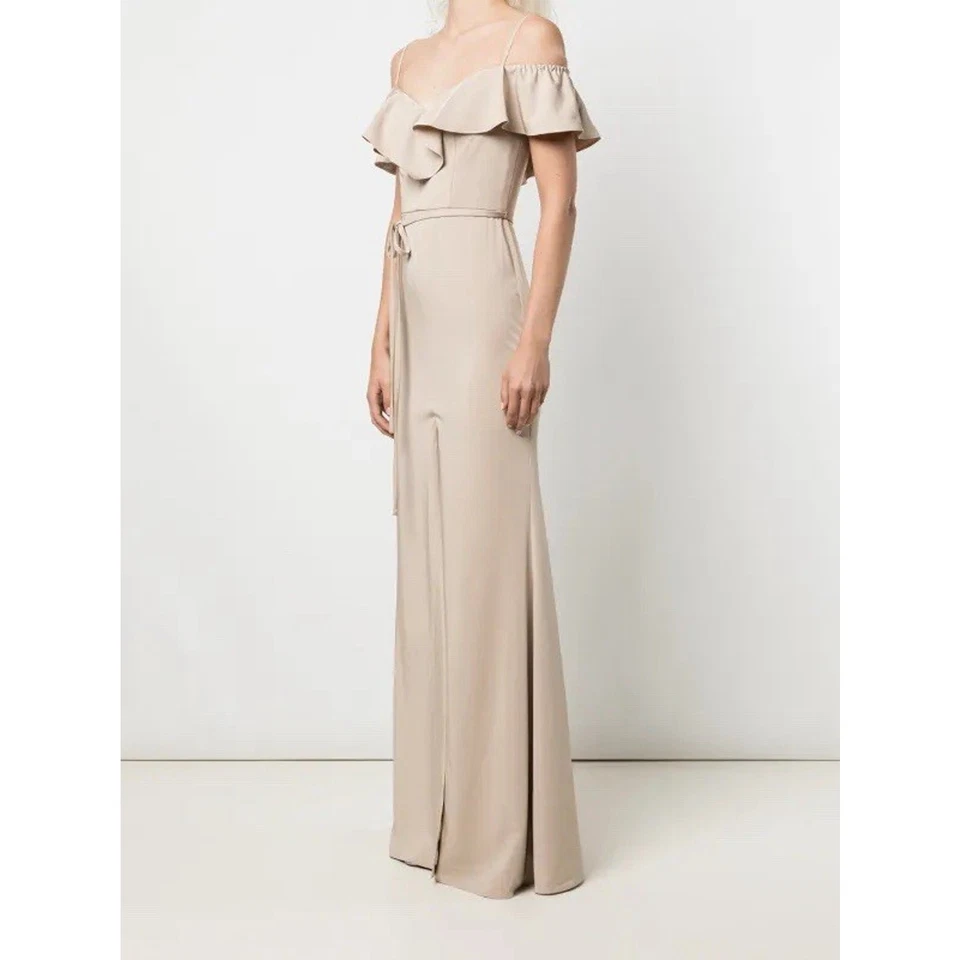 Платье Marchesa Notte Bridesmaid Ruffle Trim желтовато-коричневое длина до пола 0 - Изображение 2 из 4