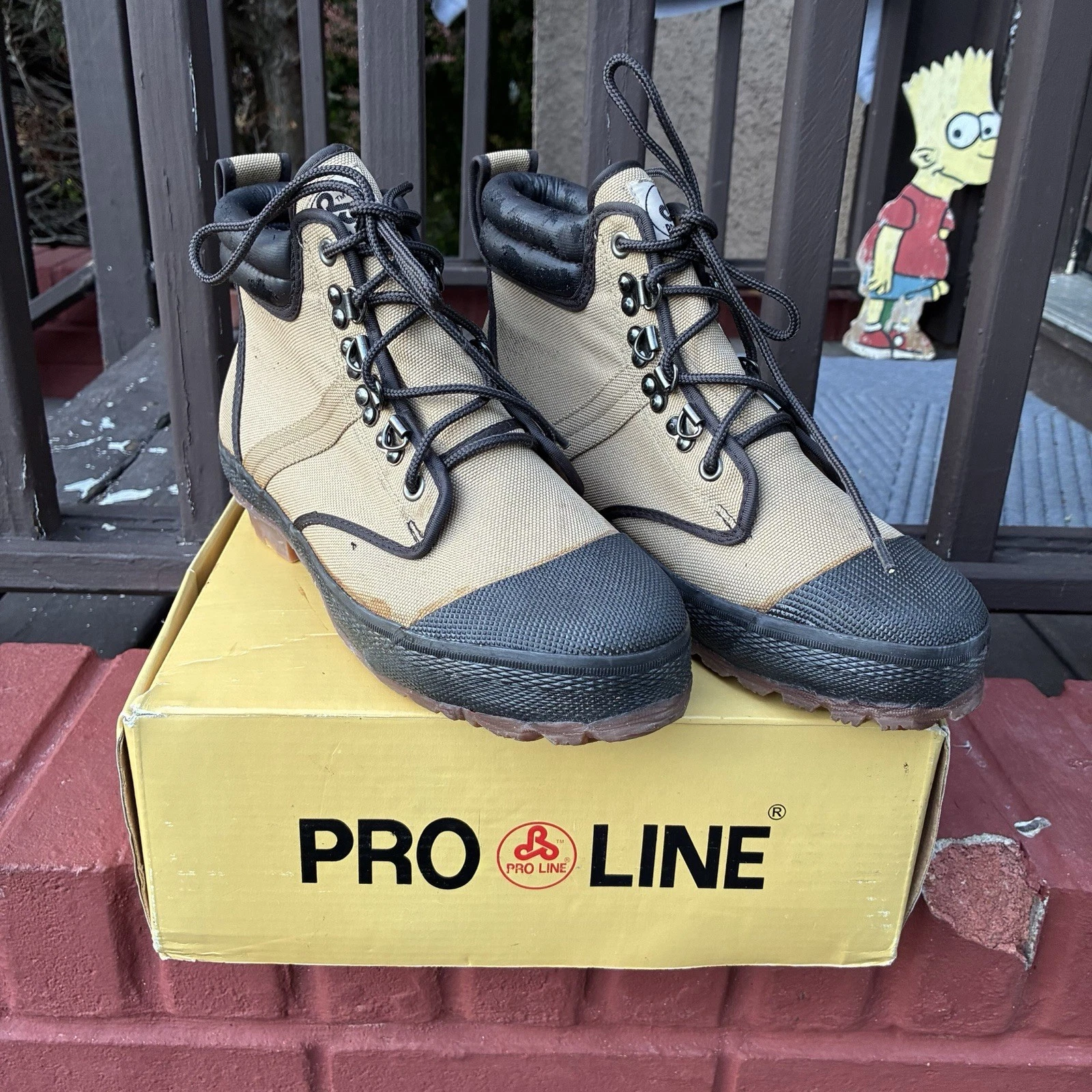 Vintage Pro-Line 1980s NOS Canvas Wading Ourdoors Boots Original Box Mens Size 9