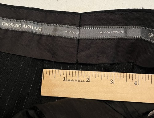 Vintage Giorgio Armani Le Collezioni Suit Mens 48 Long Black Striped Wool ITALY - Bild 18 von 22