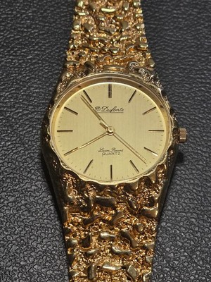 Dufonte Lucien Piccard Watch Womens Nugget Watch Gold Tone  Case Classic