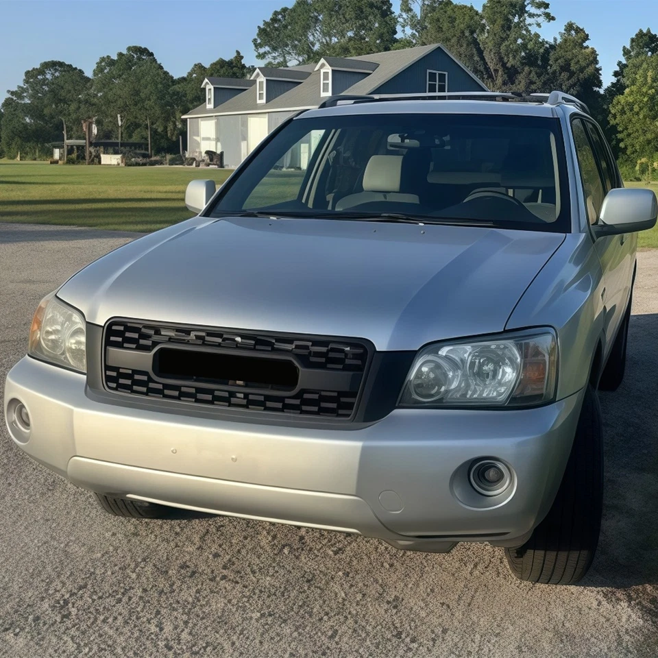 Rejilla negra mate para Toyota Highlander Kluger XU20 2004-2007 con luz Foto 2 de 4