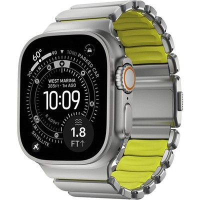 Armband für Smart Watch 49/46/45/44 mm Nomad Uhrarmbänd Bänd Silber-Gelber Titan