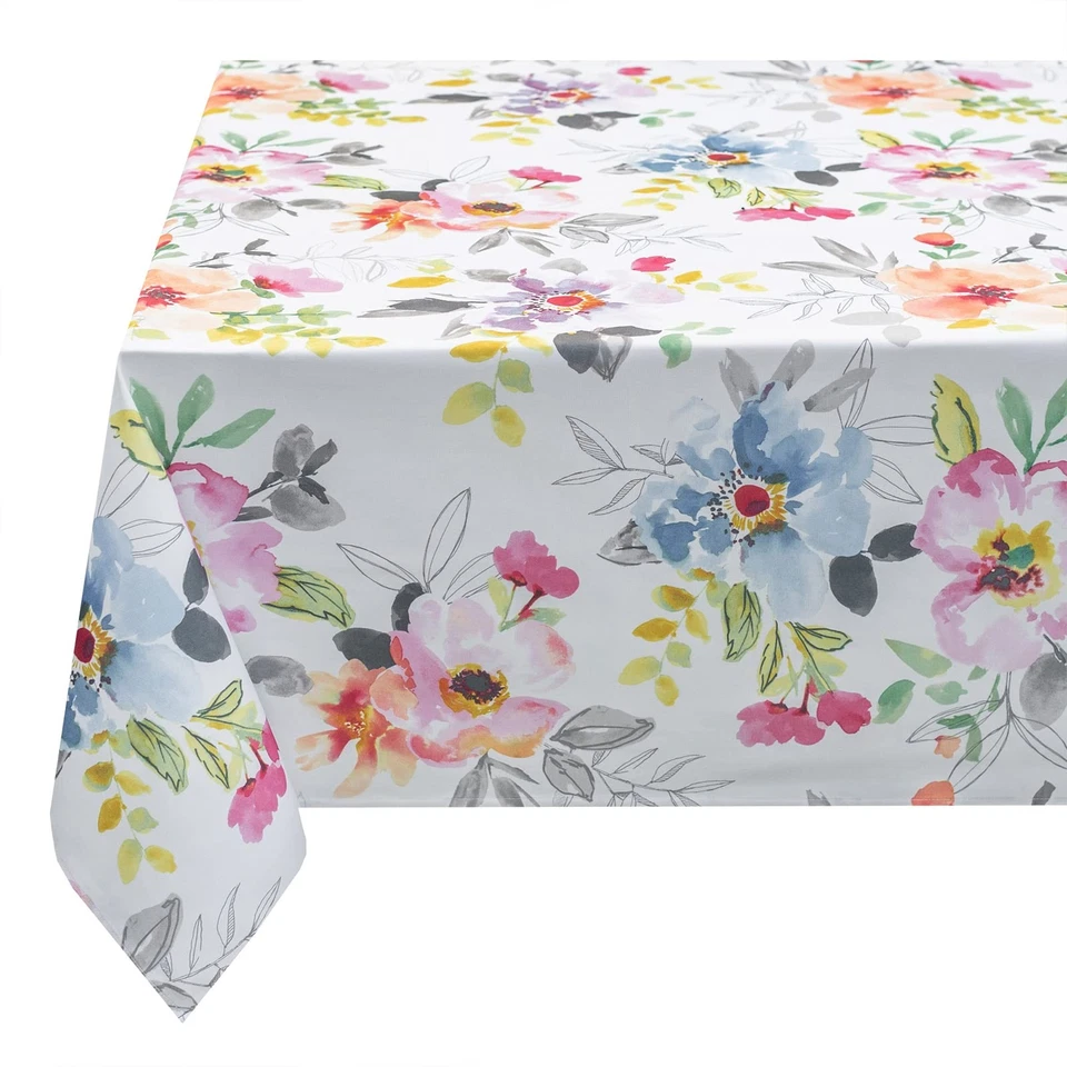 Spillproof Floral Outdoor Tablecloth with Umbrella Hole, 60x104" - Image 3 of 4