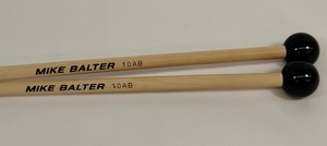Mike Balter 10AB Percussion Mallets Pair Hard Black Heads Wooden Shafts