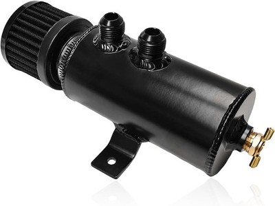 10AN Baffled Oil Catch Can Universal 750Ml Aluminum Black Tank Breather Valve