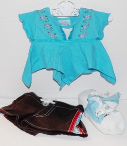 Build A Bear Clothes BLUE Shorts Top Shoes Outfit #264
