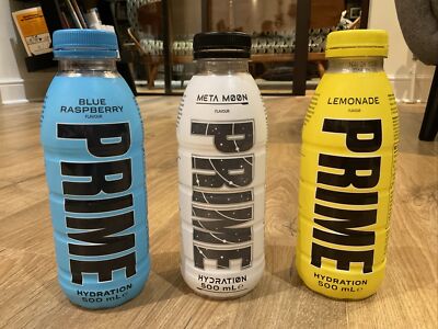 Empty Prime bottle x 3 - Blue Raspberry / Lemonade / Meta Moon - one of each    